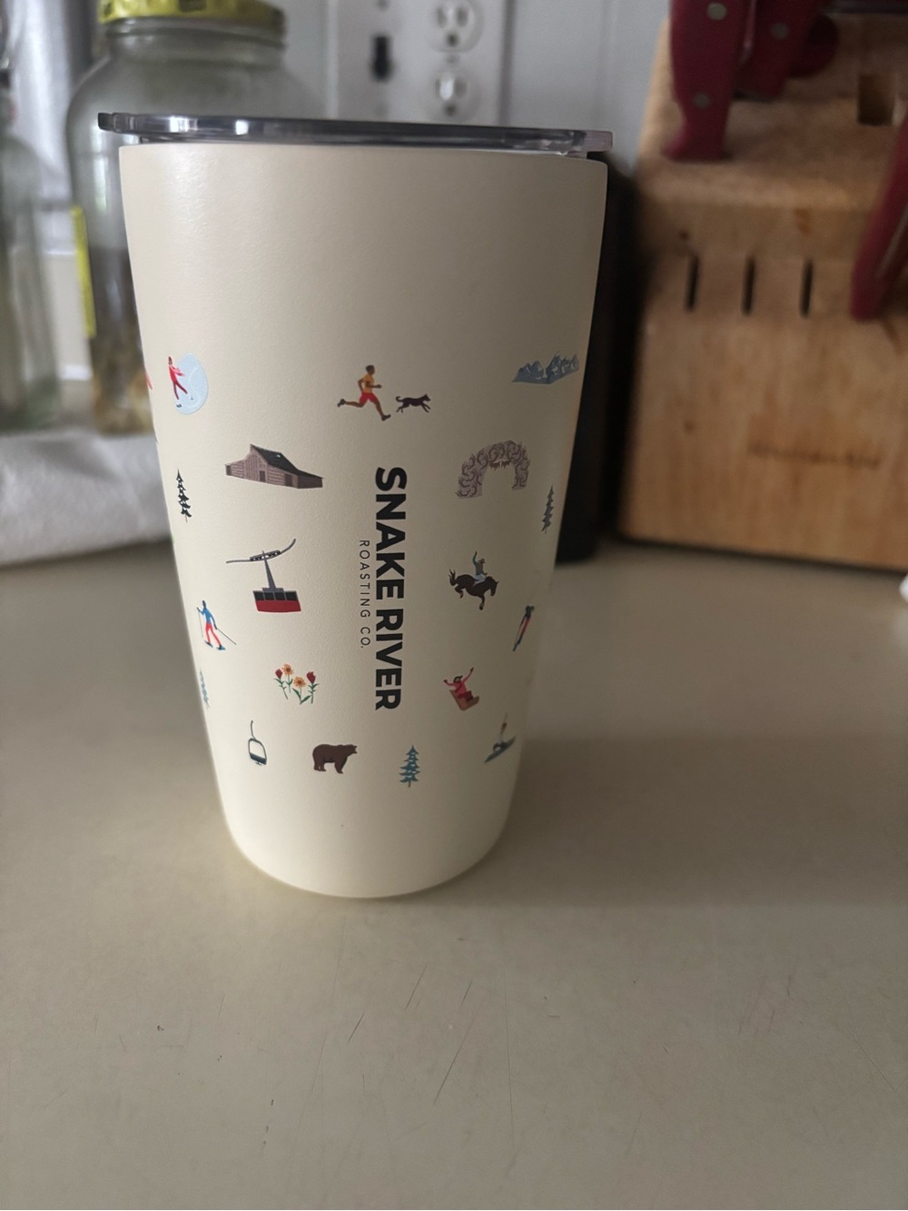 Snake River Roasting Co. Cream Travel Tumbler Jackson Hole